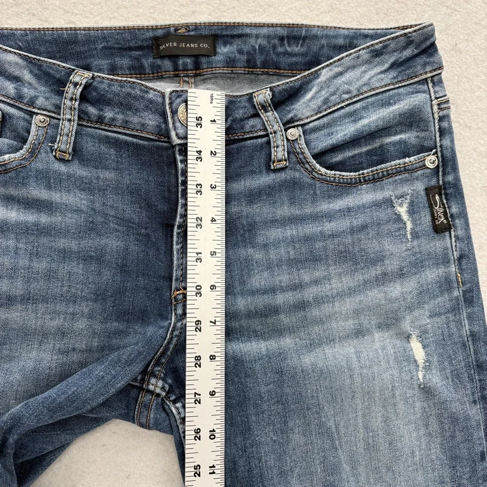Silver Jeans Suki Slim Womens 30x27 Blue Mid Rise Distressed Stretch Denim Y2K - Picture 8 of 13